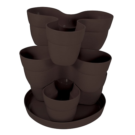 Emsco Group Stackable Flower Tower Planter, Holds up to 9 Plants, Great Both Indoors and Outdoors, Brown 2385-1